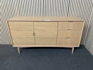 Modern light oak two door, three drawer sideboard (H 85 x W 155 x D 45 cm)  44598