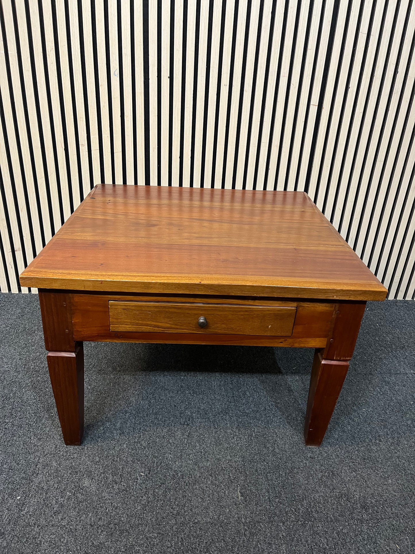 Solid teak square lamp table with drawer (H 50 x W 75 x D 75 cm) 3126