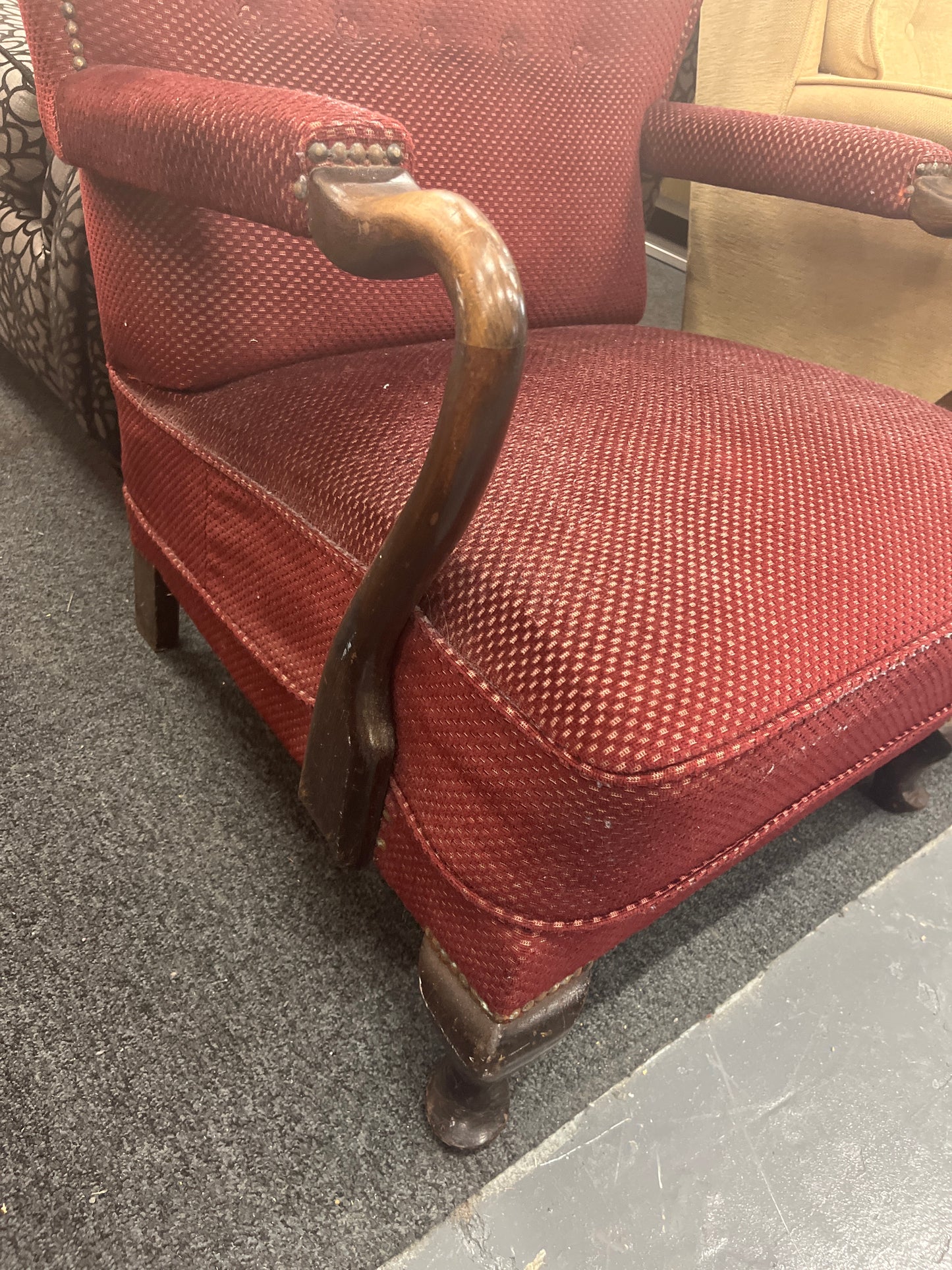Ornate wine framed occasional wing back armchair 3225