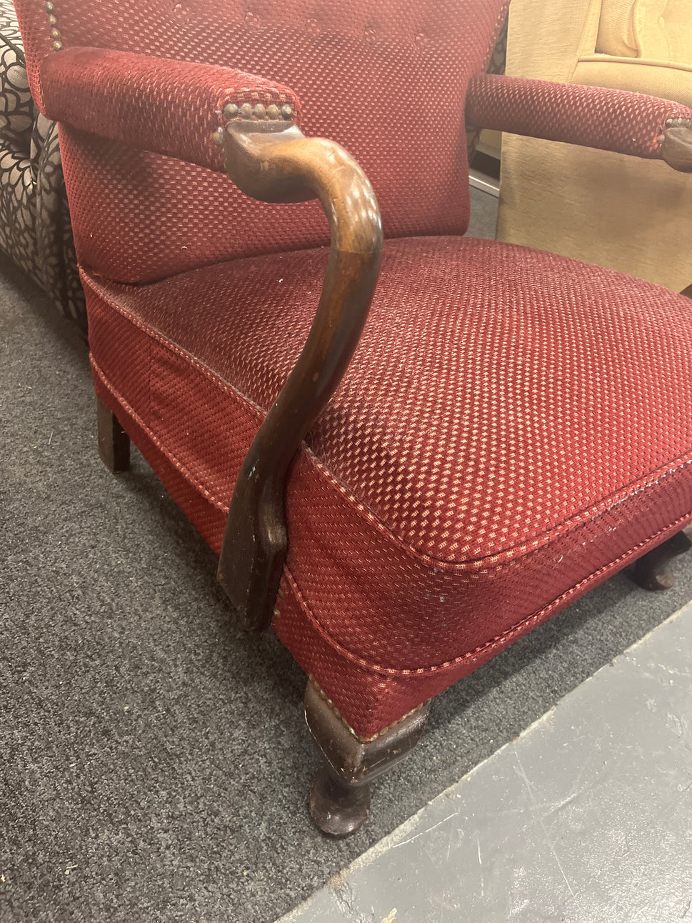Ornate wine framed occasional wing back armchair 3225