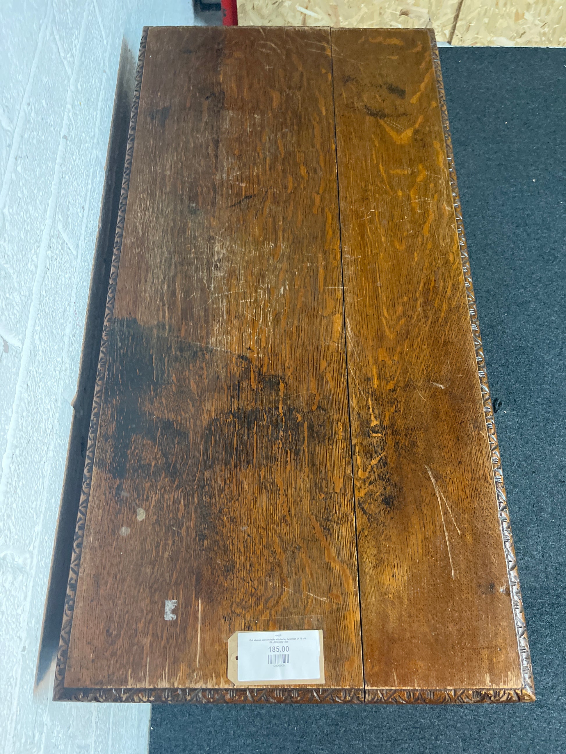 Oak stained console table with barley twist legs (H 78 x W 120 x D 60 cm) 1325