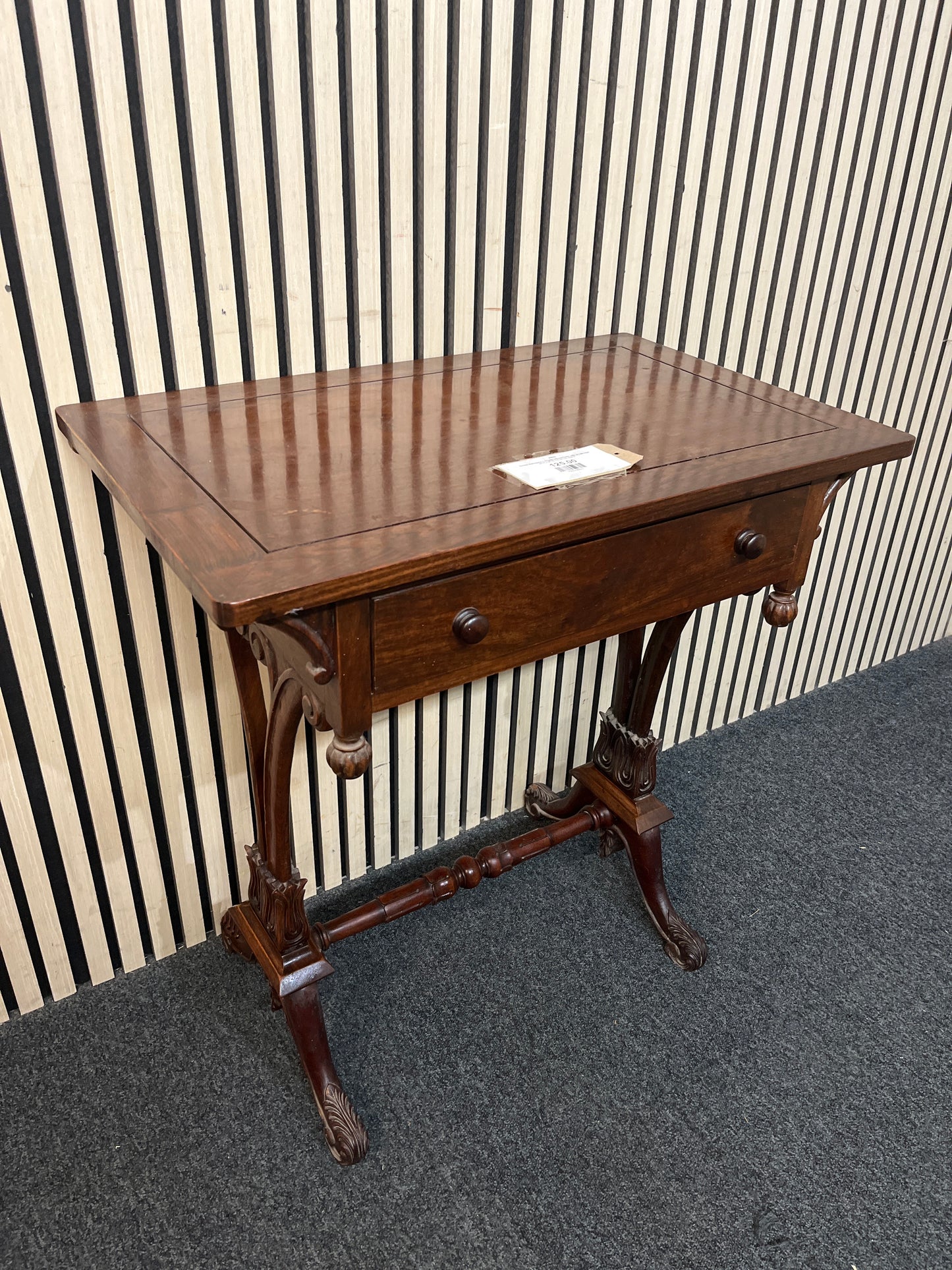 Ornate mahogany 1 drawer console table with ornate legs (H 72 x W 70 x D 43 cm) 43513