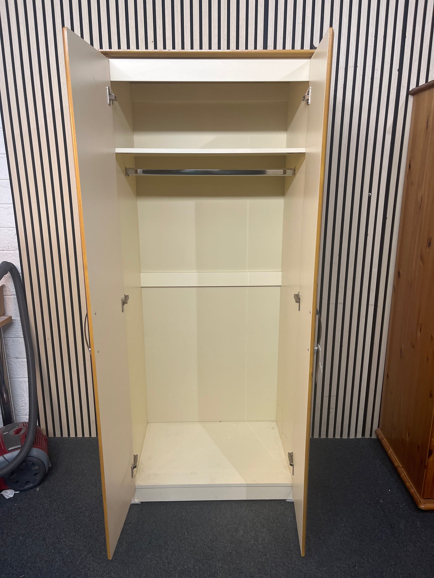 Pine laminate 2 door wardrobe (H 184 x W 74 x D 52 cm) 43759