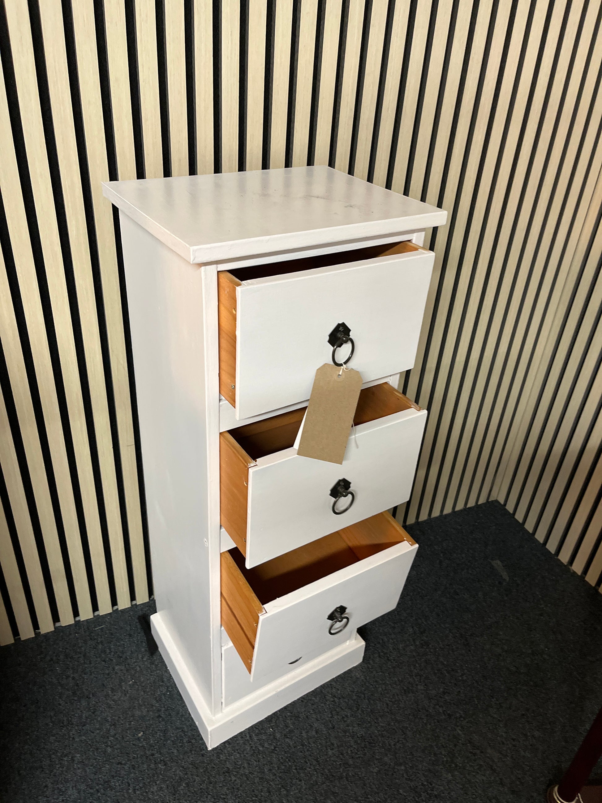 White painted solid pine slim 4 drawer locker 1325