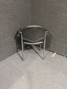 Switch Chrome framed stacking Coda meeting chair with arms in black vinyl. Price inc VAT, Ex Demo stock, Like NEW 2 image