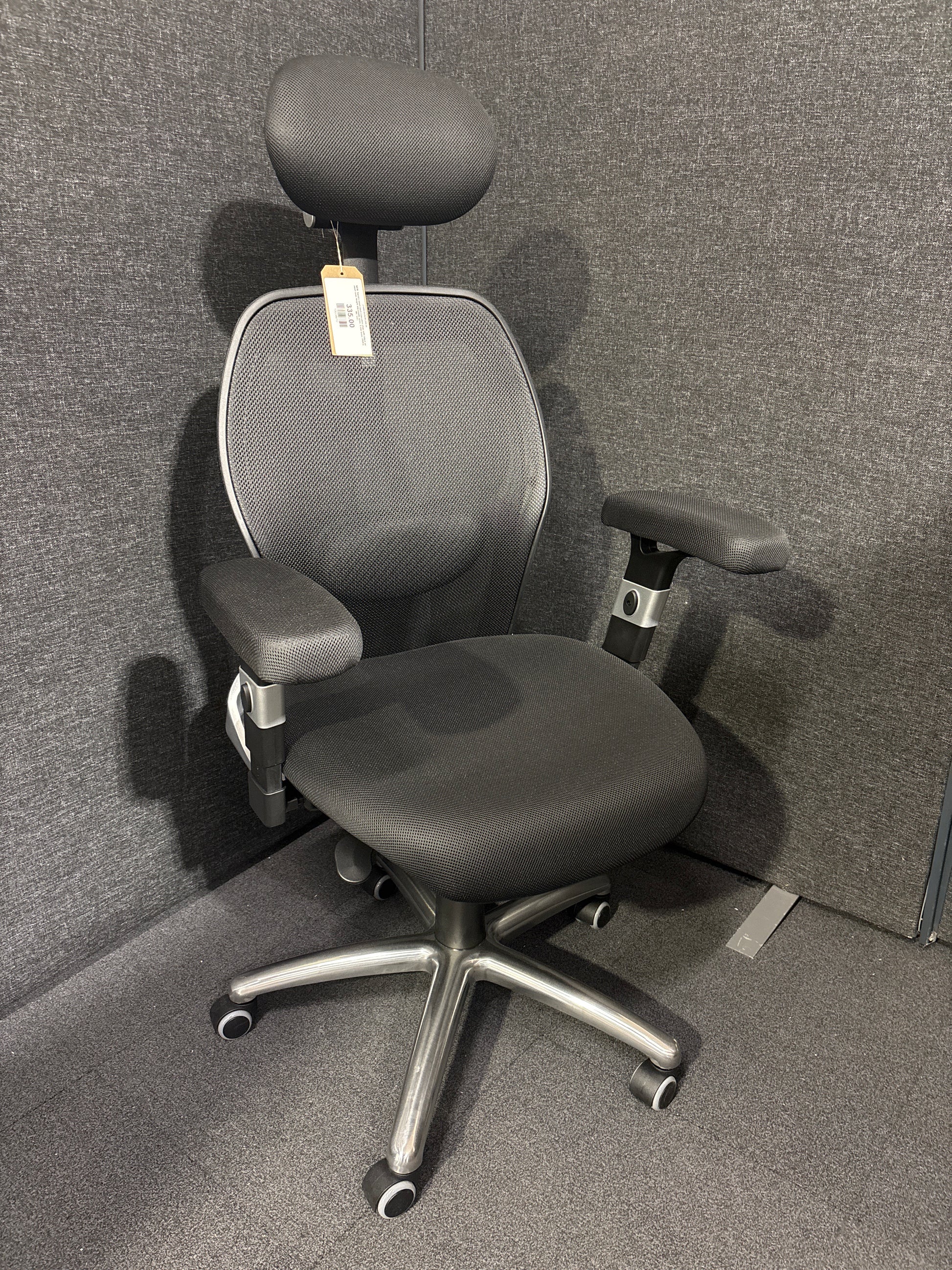 NEW Sandro mesh back executive chair with black air mesh seat, height adjustable arms, 5 star base. PRICE INC VAT