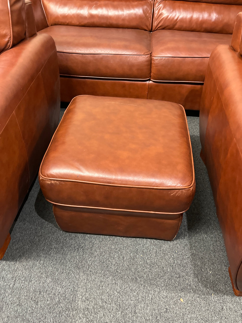 3+1+1+footstool tan leather sofa suite 2325