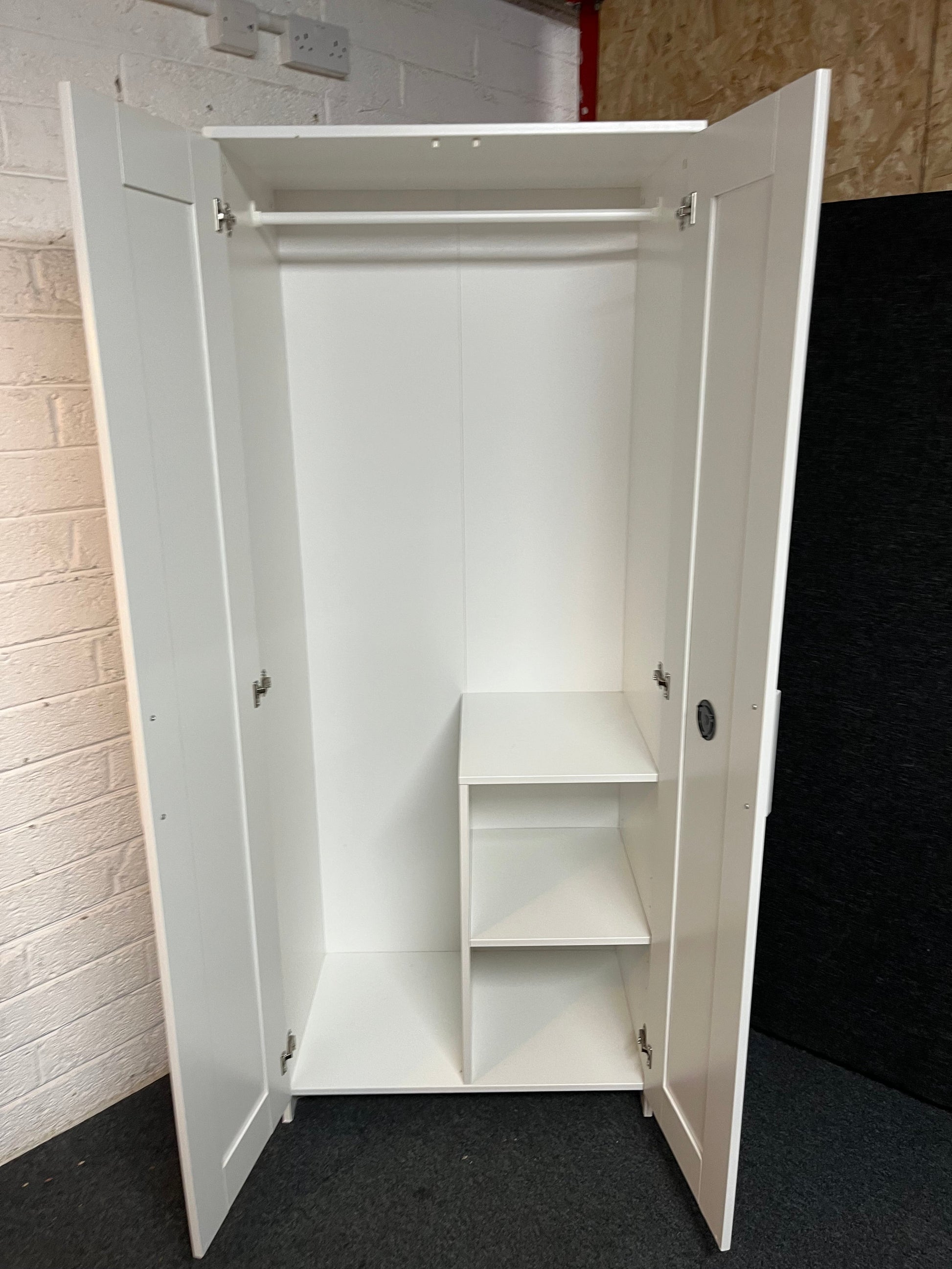 Tall 2 door white laminate wardrobe (H 190 x W 78 x D 51 cm) 2225
