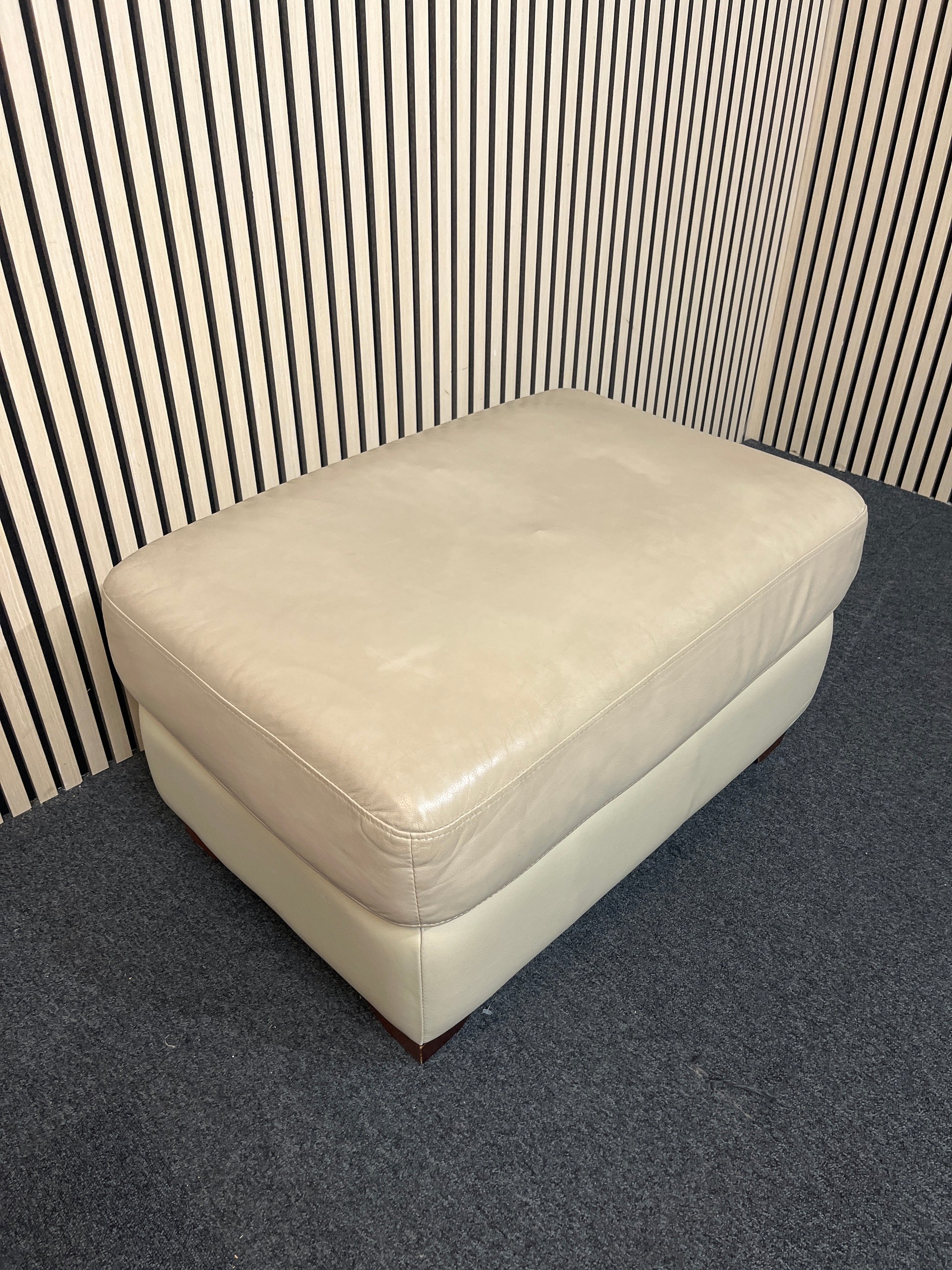Cream leatherette square footstool 3325