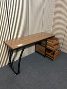 Wooden top desk with black metal frame and three drawers (H 77 x W 154 x D 47 cm)  44559