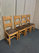 Switch Solid oak and brown leather dining chair set (SET OF 4) 1126 2 image