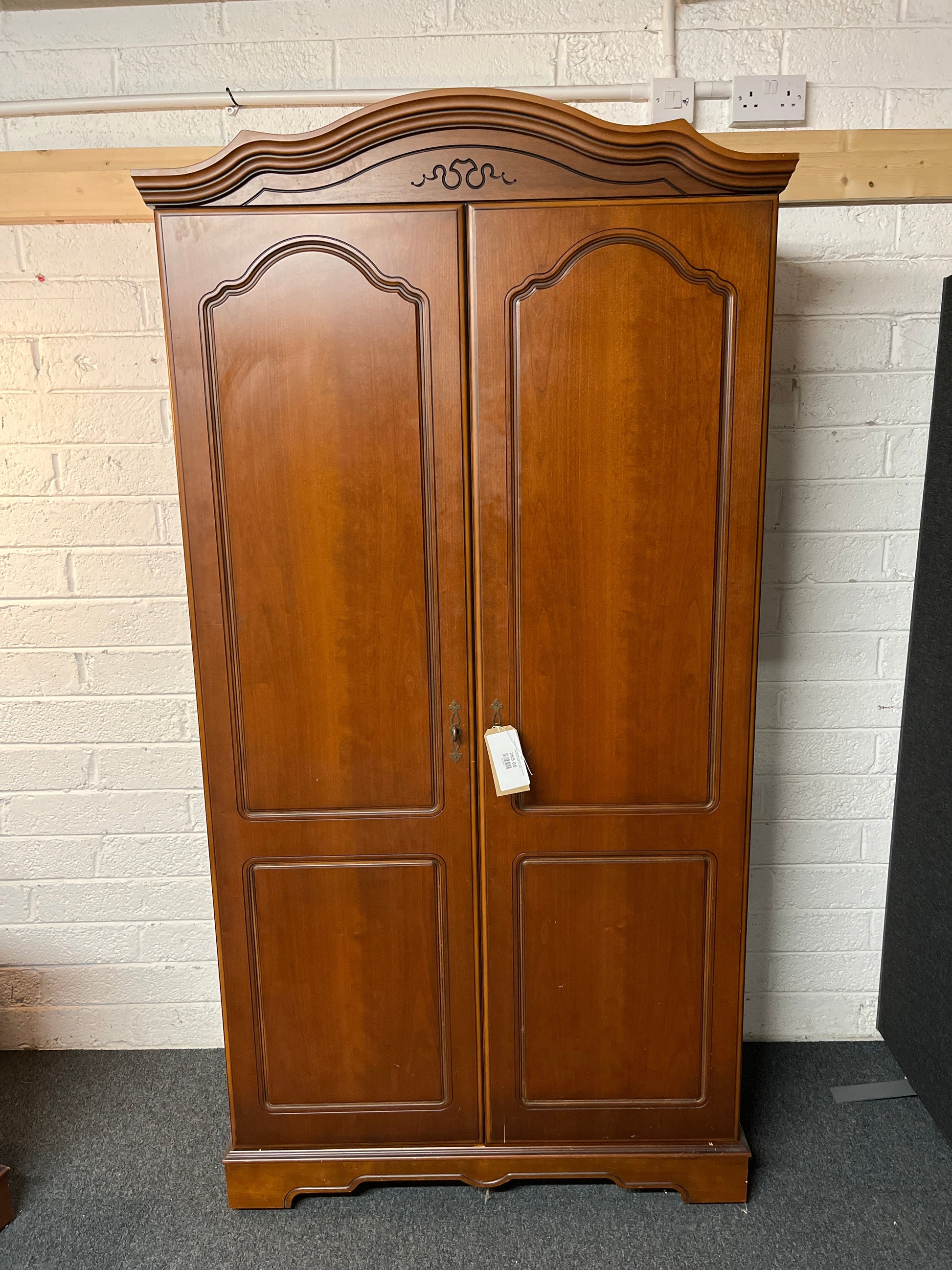 Tall Rossmore mahogany ornate 2 door wardrobe  55Dx195Hx106W cm 2225