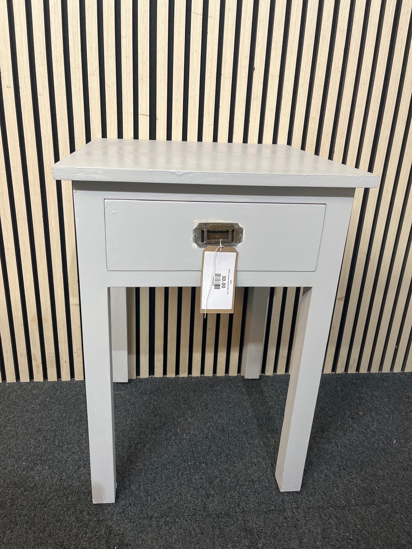White 1 drawer bedside table 3126