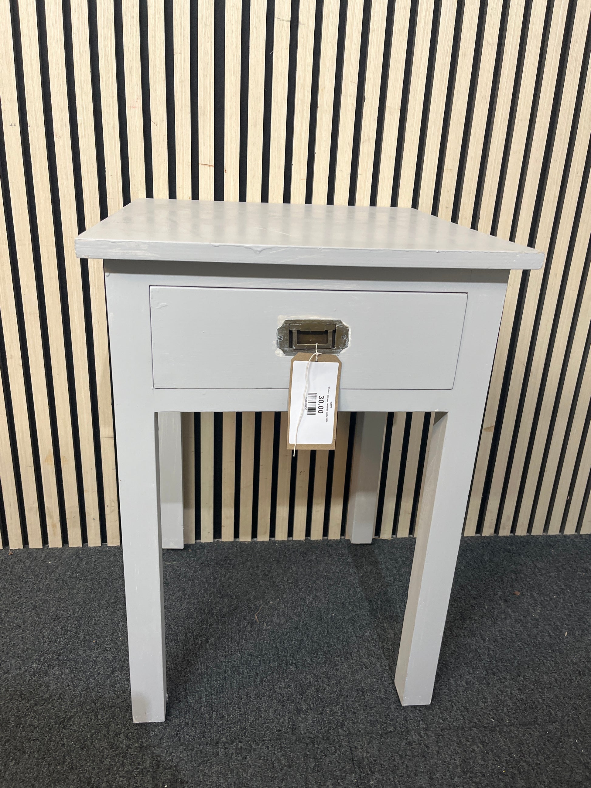 White 1 drawer bedside table 3126