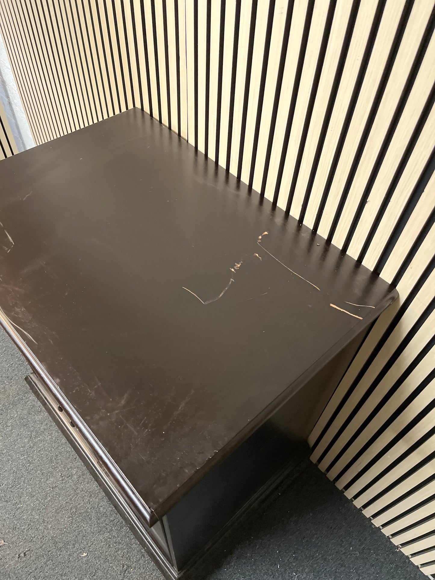 Black laminate 2 drawer 2 door sideboard (H 101 x W 89 x D 61 cm) 2425