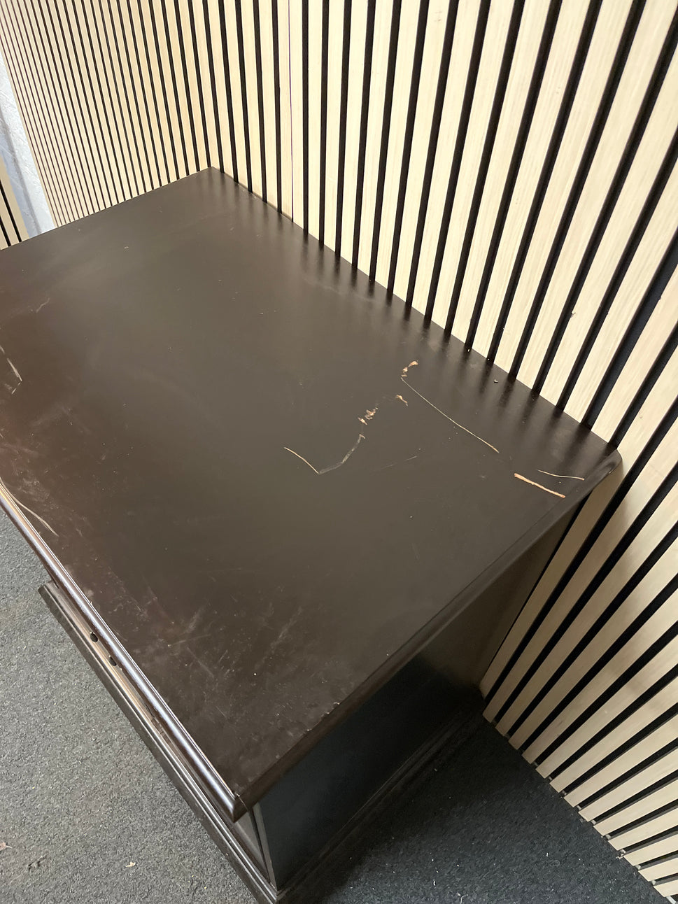 Black laminate 2 drawer 2 door sideboard (H 101 x W 89 x D 61 cm) 2425