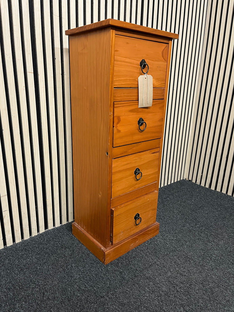 Tall slim 4 drawer pine locker (H 94 x W 36 x D 28 cm)  44766