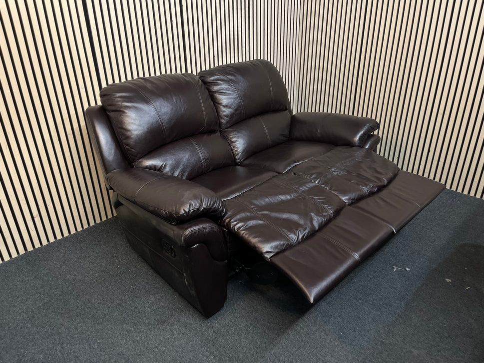 2+1 Brown leather recliner suite 43765