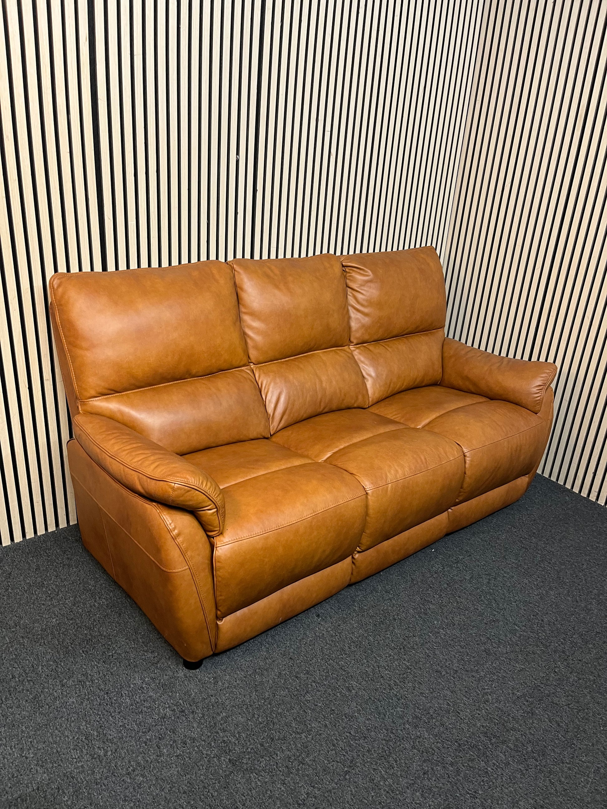 3 seater plus 2 seater electric tan leather sofa suite (widths190, 140 cm) 43464