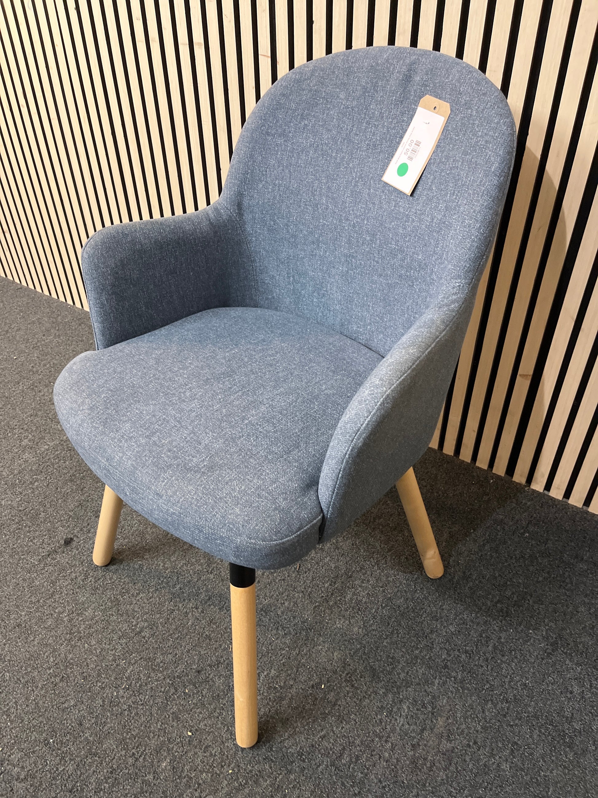Dark blue fabric swivel dining chair 43382