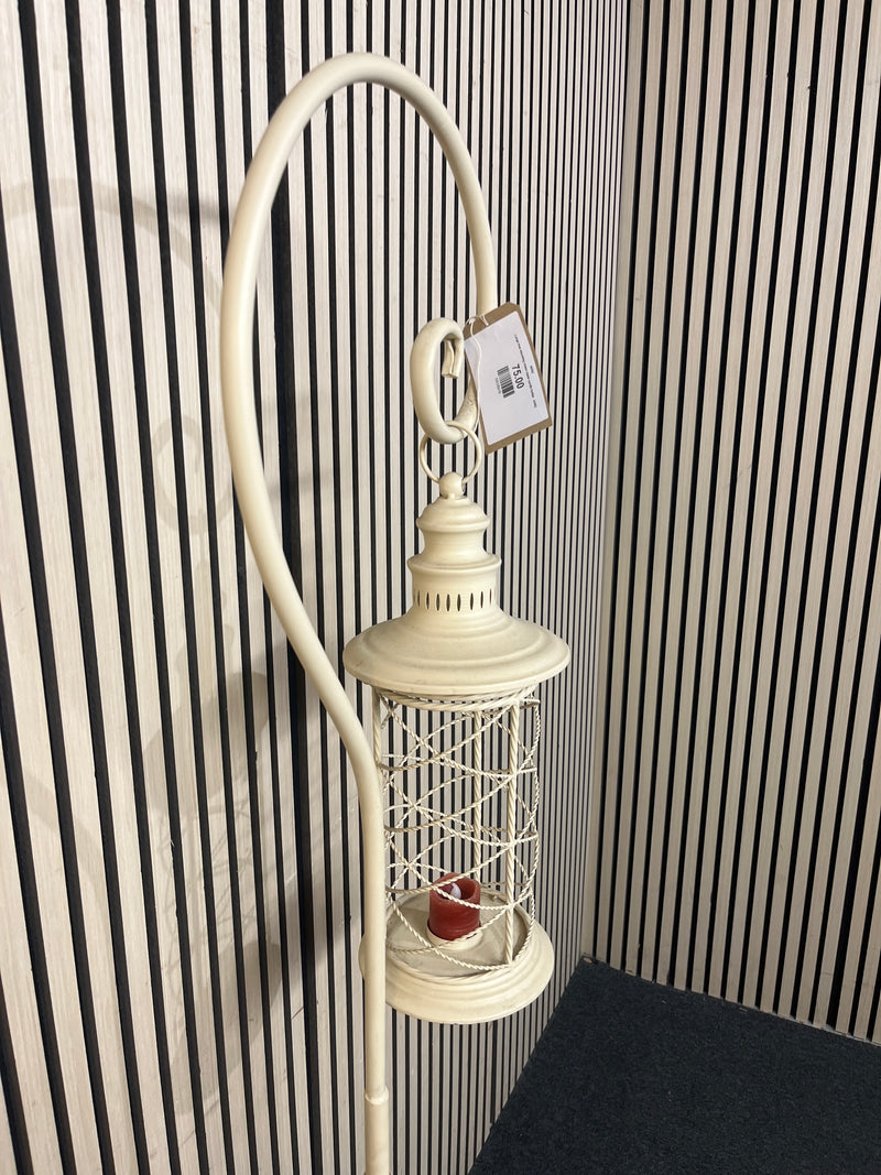 Large free standing cream metal candle holder   44562