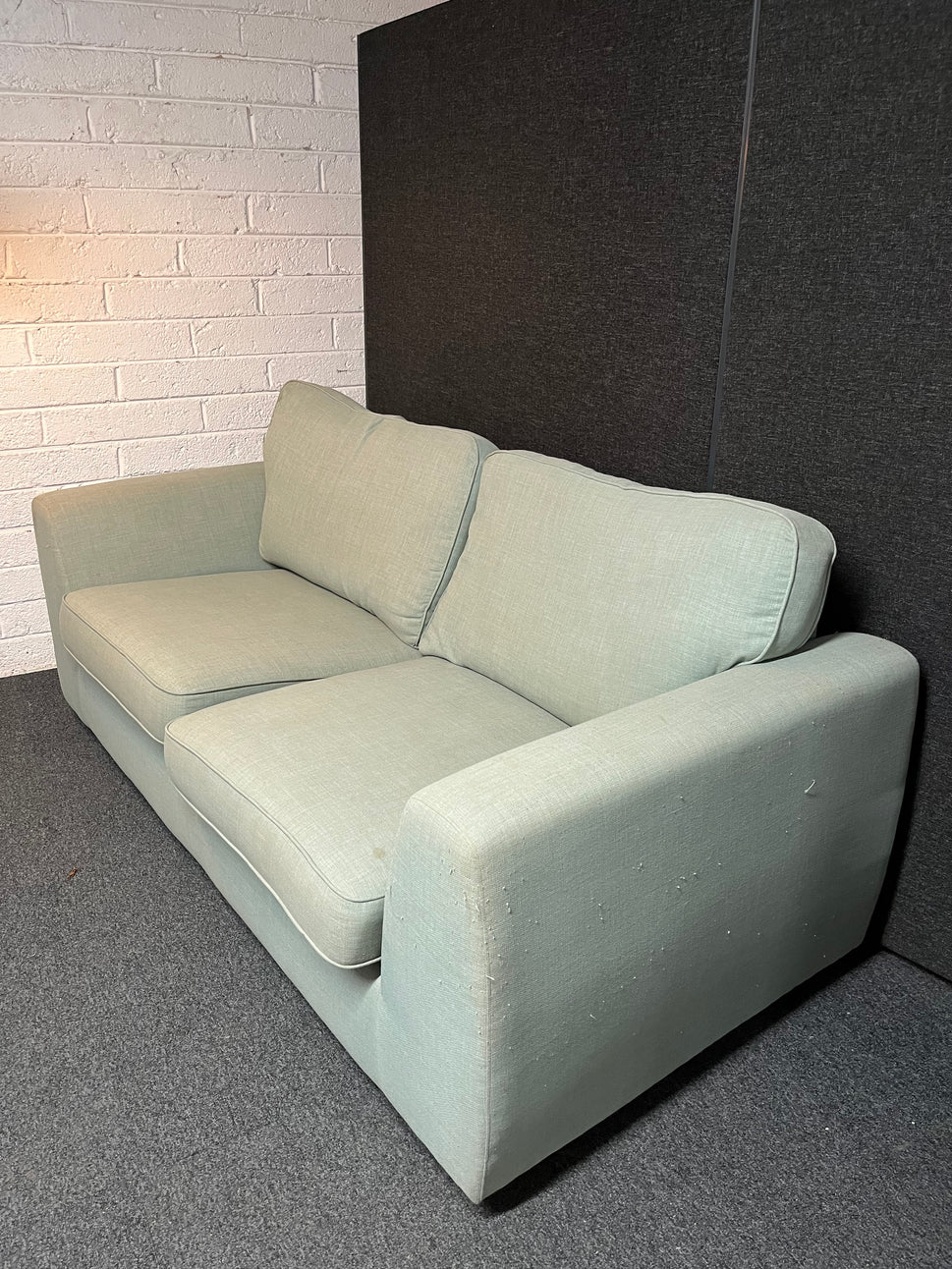 Large 2 seater sea green fabric sofa 2225