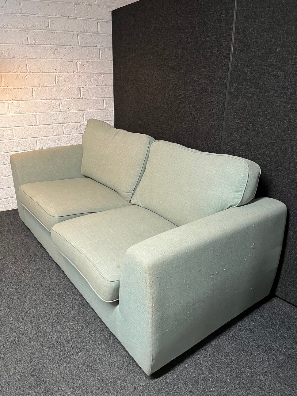 Large 2 seater sea green fabric sofa 2225