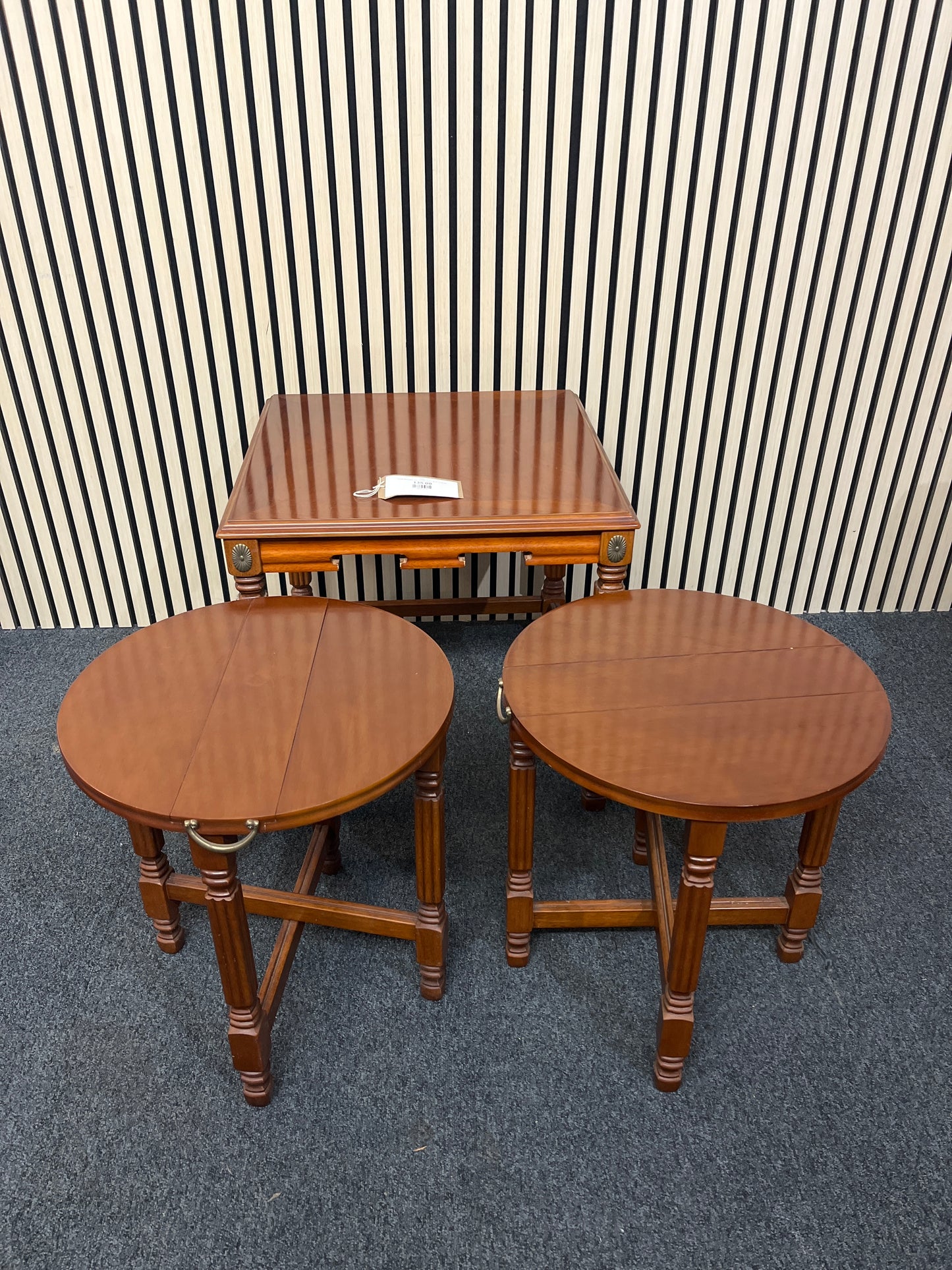 Ornate Mahogany nest of tables (H 43 x W 56 x D 56 cm)