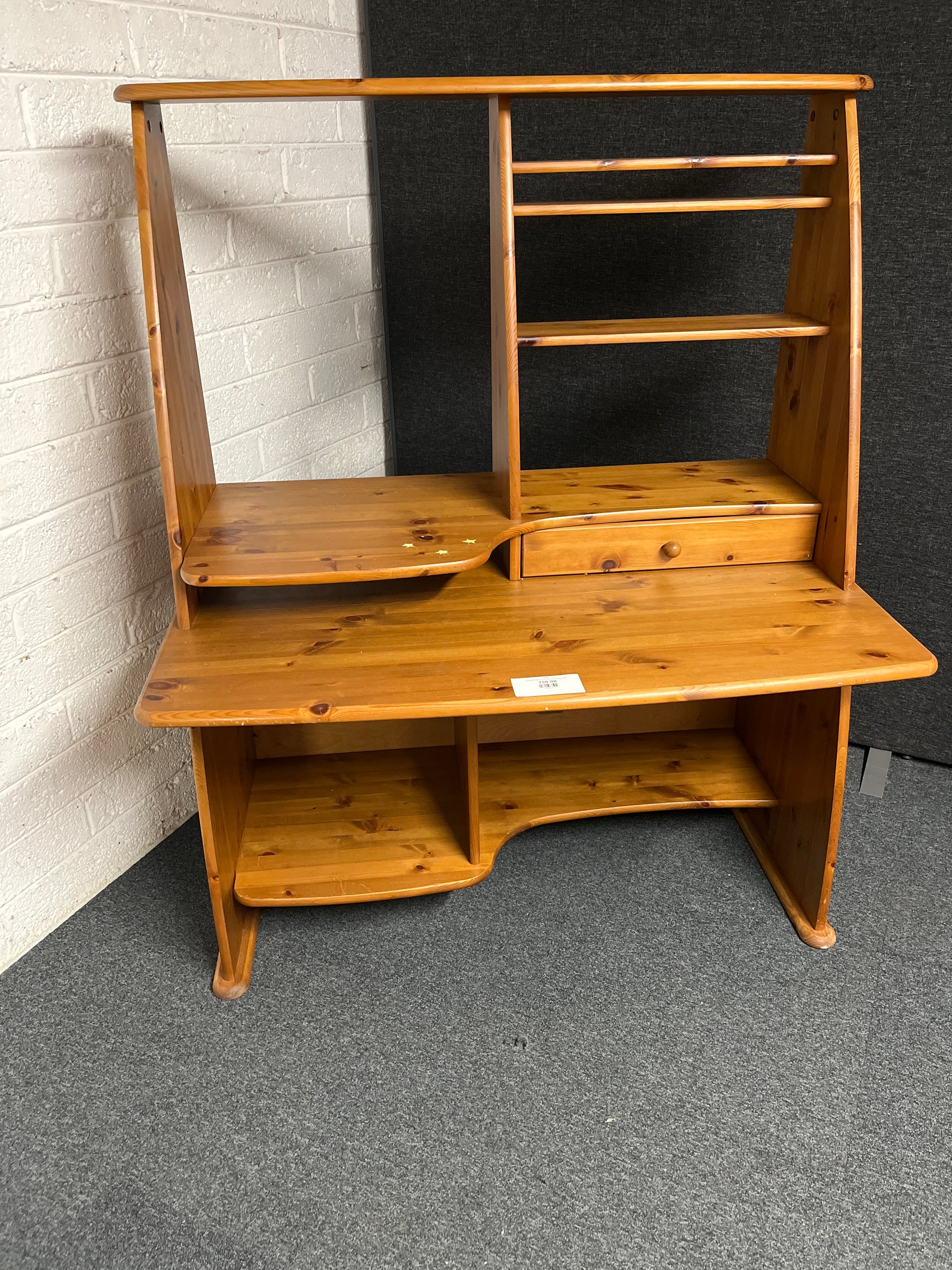 Ducal pine tall pine PC desk with storage  1225