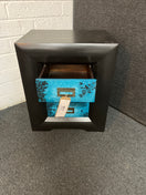 Switch Black painted large 3 drawer bedside locker with blue floral detailing on the drawers 3225 3 image