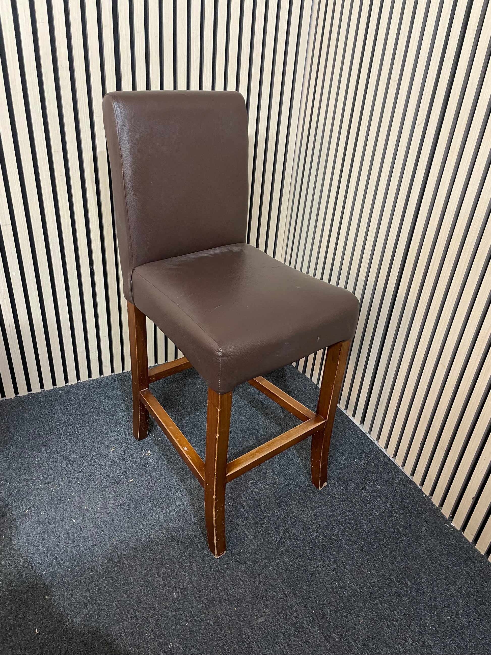 Brown leather medium height stools 1126