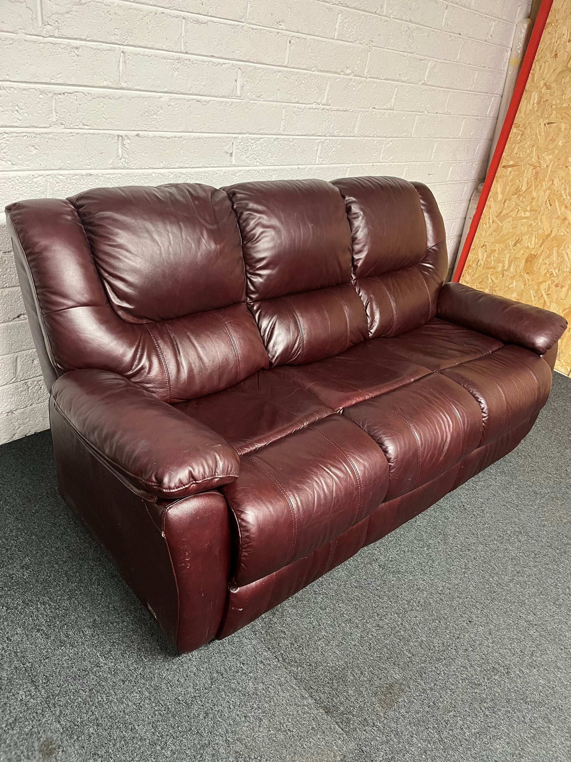 3+1+1 dark brown real leather suite with reclining armchairs 3225