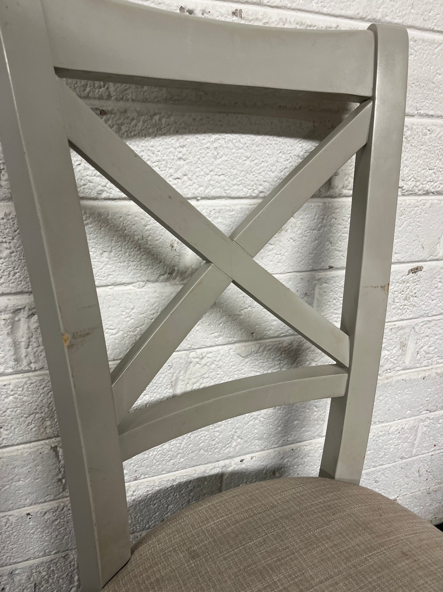Solid Oak Circular Table with Painted Grey Base & 4 matching chairs 1225