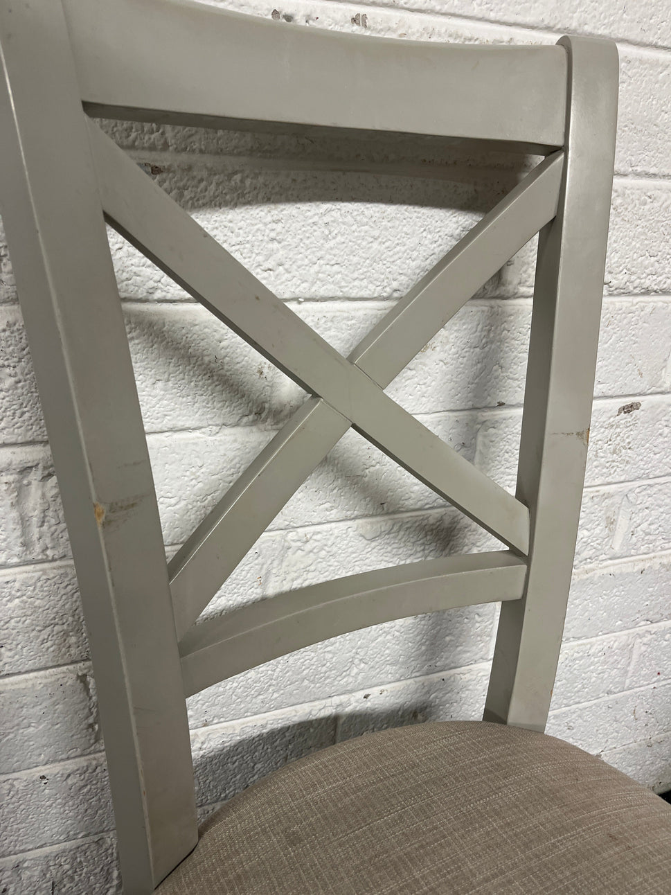 Solid Oak Circular Table with Painted Grey Base & 4 matching chairs 1225