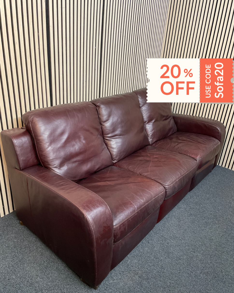 Large 3 seater soft dark brown leather recliner sofa 220Wx97D 3126