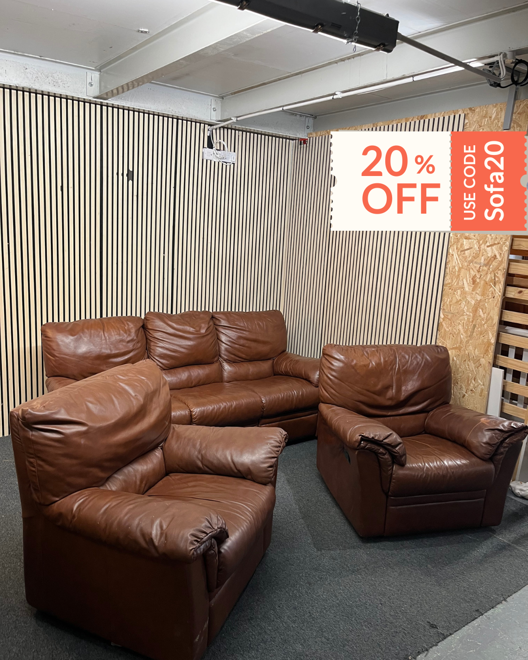 3+1+1 Brown Leather reclining sofa suite   3126