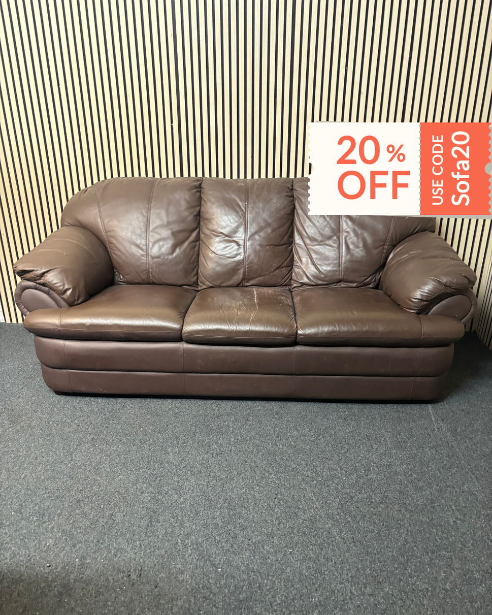 3 seater brown leatherette sofa  (Width 200 cm) 2425