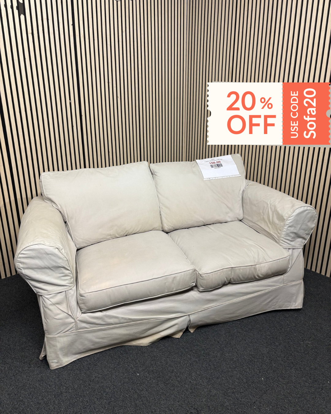 2 seater oatmeal fabric sofa 3126