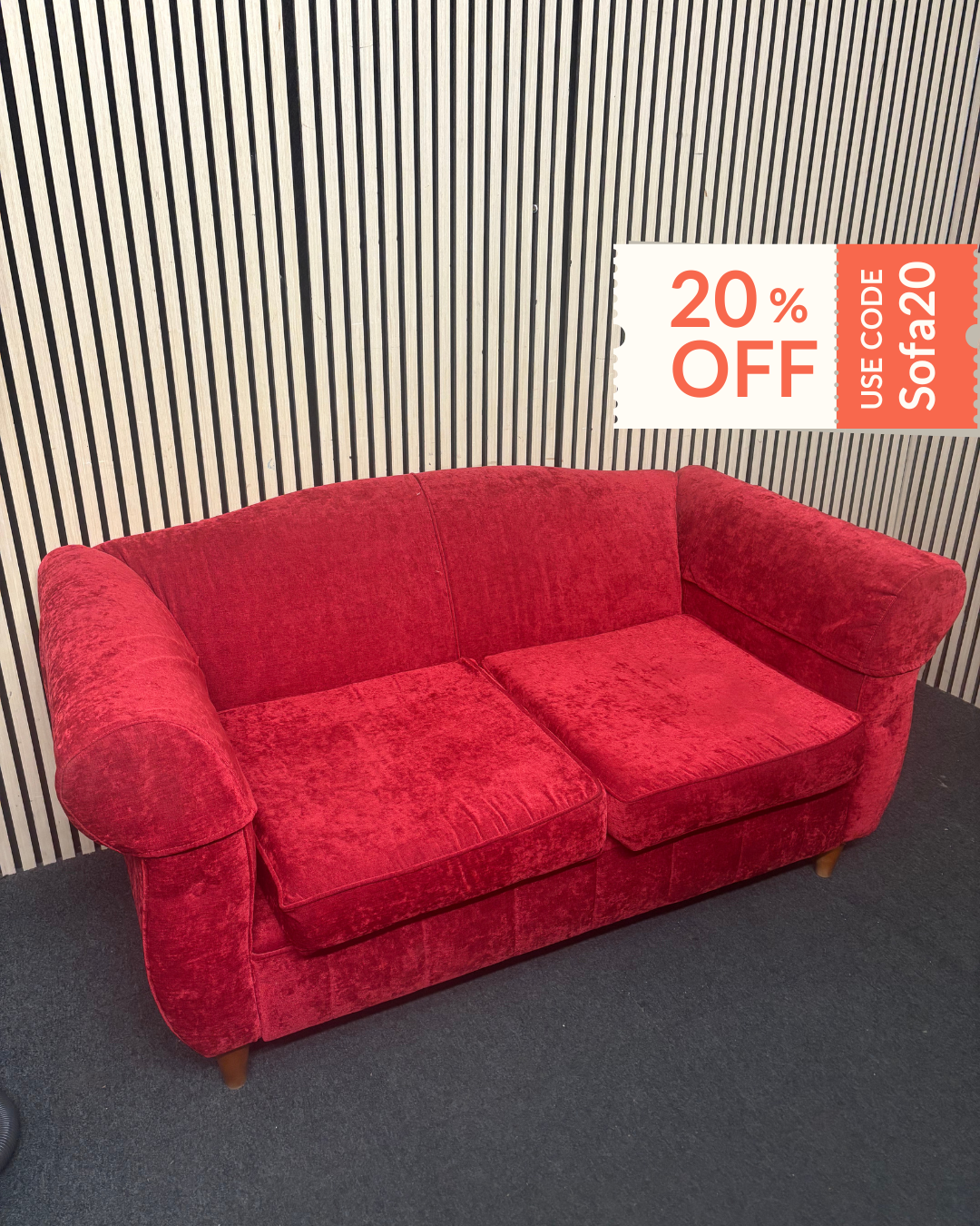 Two seater high back dark wine fabric sofa 43905