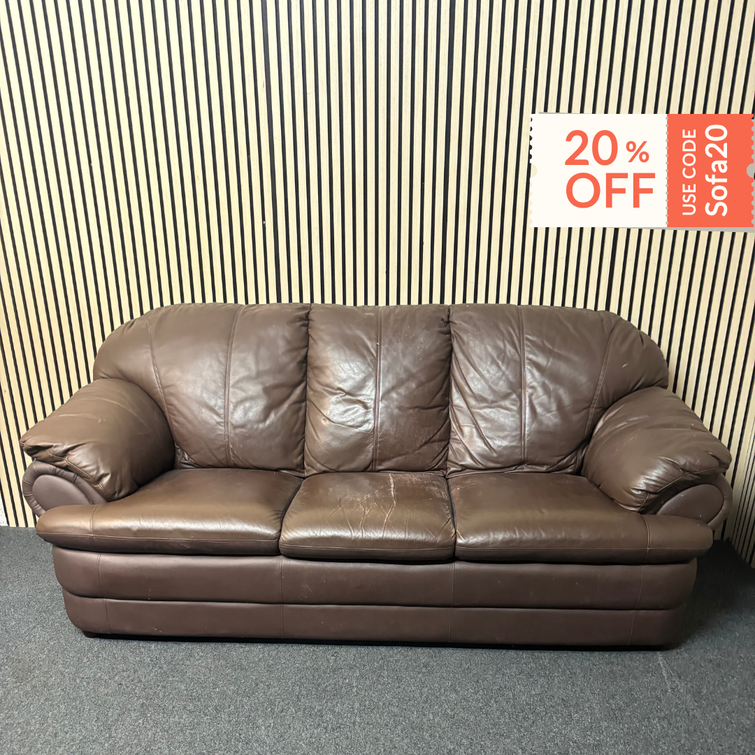 3 seater brown leatherette sofa  (Width 200 cm) 2425