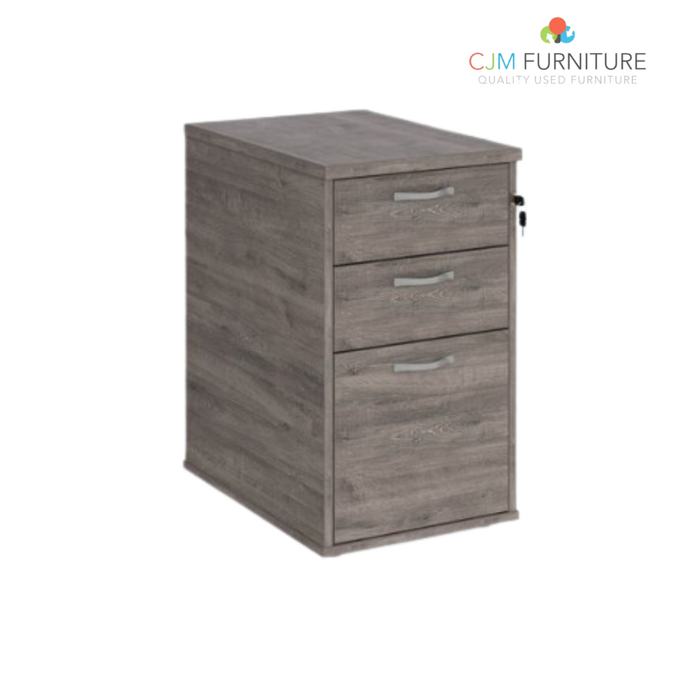Wooden 800 desk high pedestal  (800mm deep) - Grey Oak