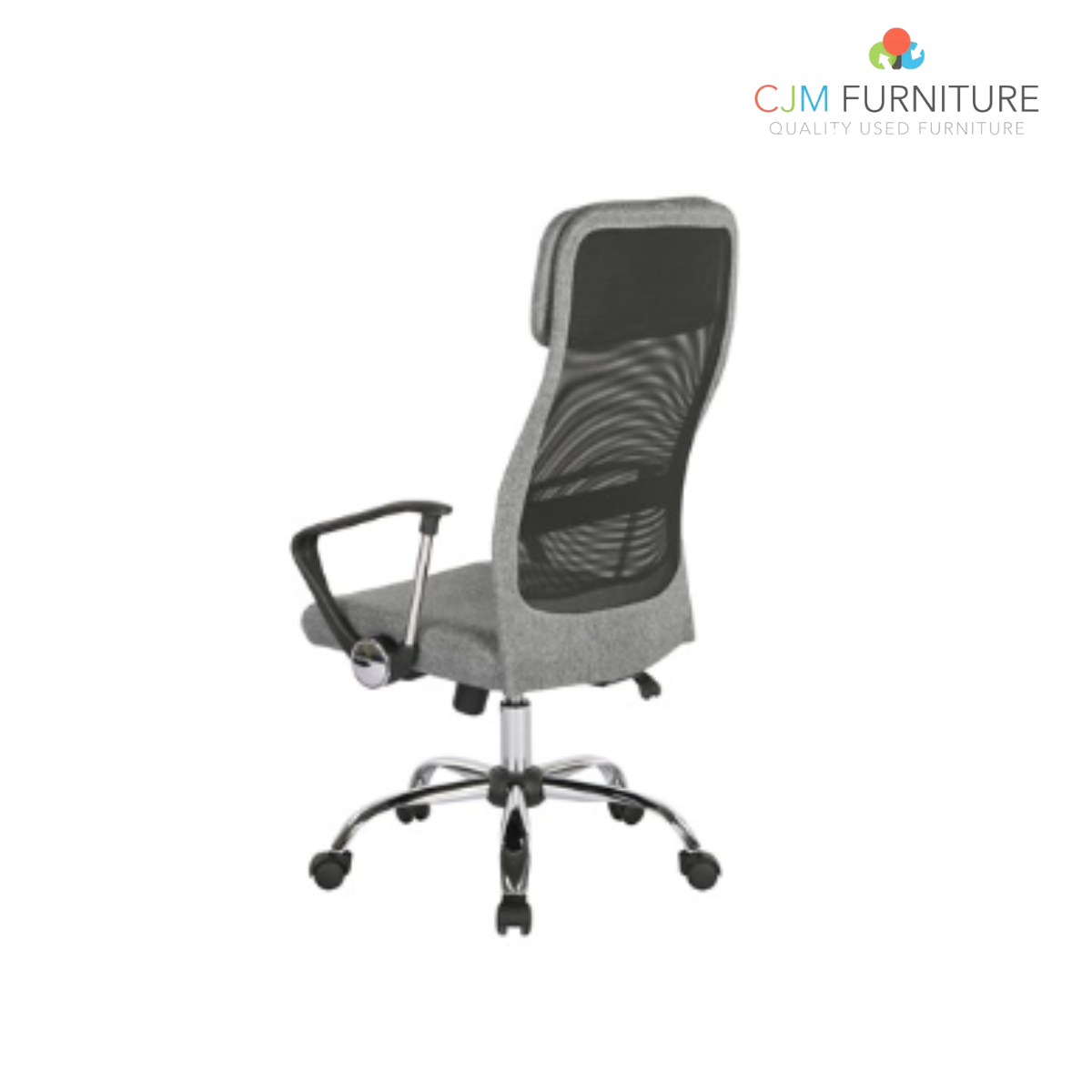 Chord high back operators chair with mesh back and headrest - grey