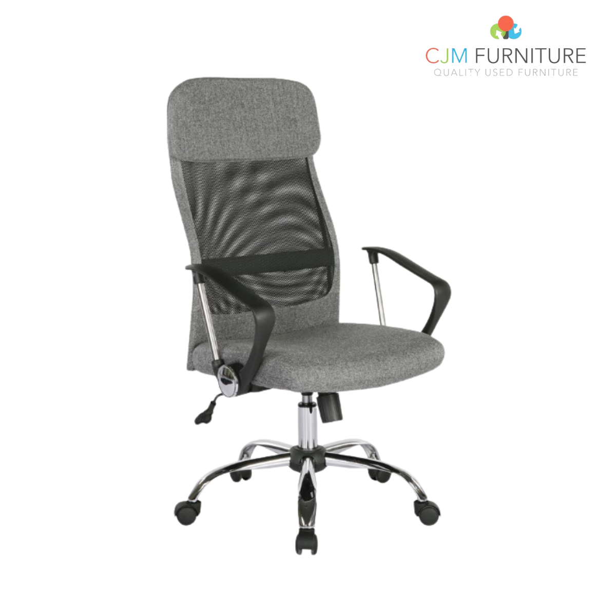 Chord high back operators chair with mesh back and headrest - grey