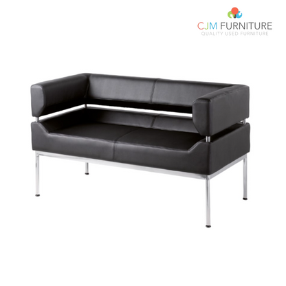 Benotto reception 2 seater chair 1270mm wide - black faux leather