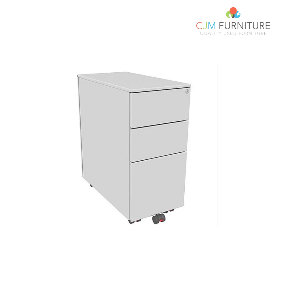 2 or 3 drawer slim metal mobile pedestal