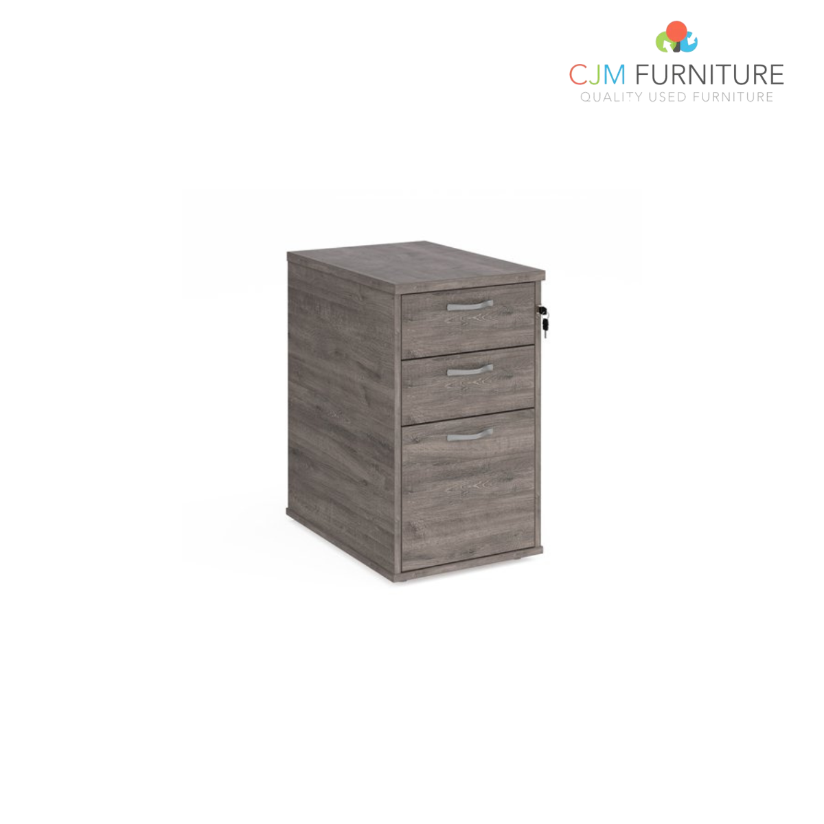 Wooden 600 desk high pedestal  (600mm deep) - Grey Oak