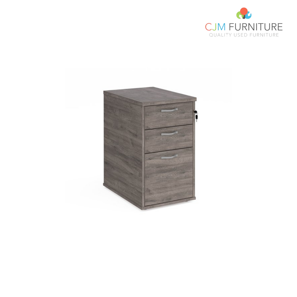 Wooden 600 desk high pedestal  (600mm deep) - Grey Oak