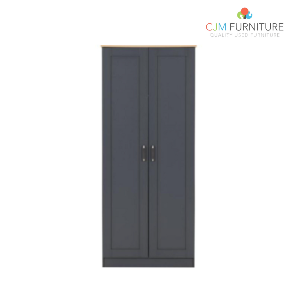 NEW Portland 2 Door Wardrobe - grey/oak effect EUR 225.00 Flatpack or EUR 275.00 Assembled