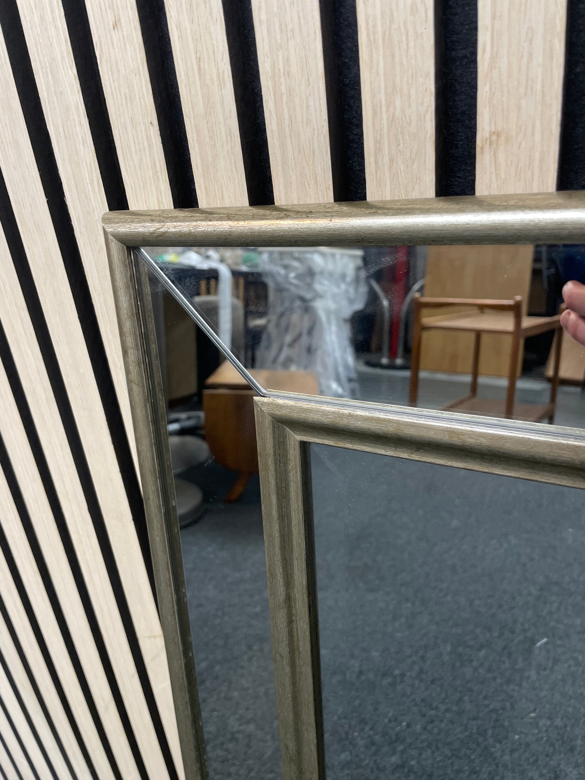 Ornate silver and glass framed large mirror  1126