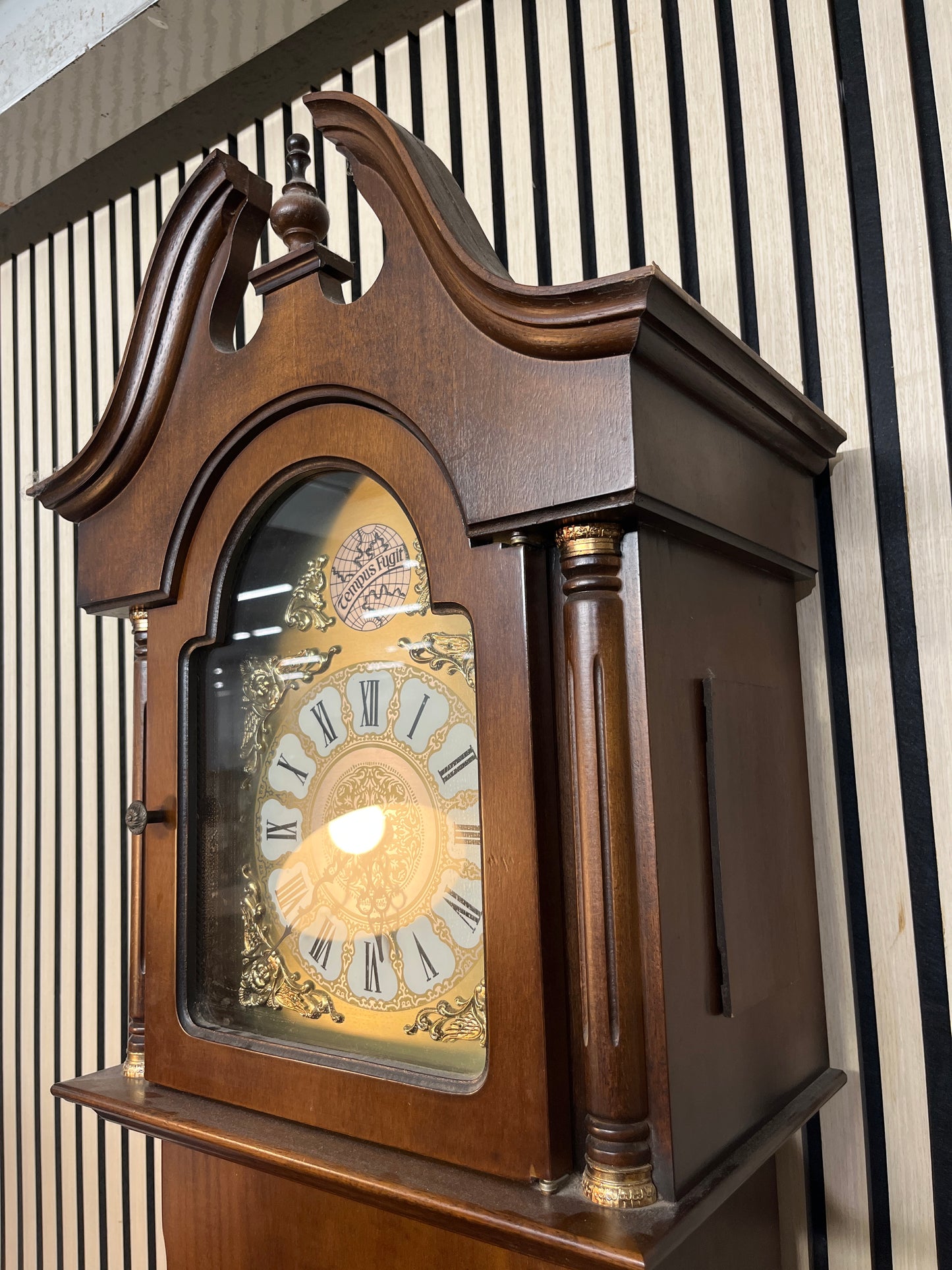 Tall mahogany framed reproduction grandfather clock 43515